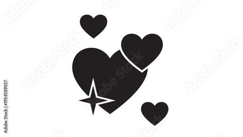 Hearts and starburst icon with a playful and romantic feel, symbolizing love and positive energy. featuring heart, romance, valentine with symbol and