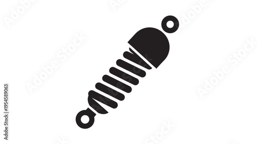 Shock absorber icon with a coil spring and mounting loops, symbolizing suspension and damping for vehicles.