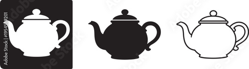 Classic teapot silhouette icon bold uniform stroke.