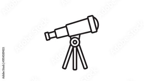 Telescope icon with a tripod stand, symbolizing astronomical observation and scientific exploration.