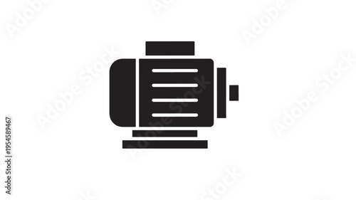 Electric motor simple black icon with clean lines and industrial design elements representing power and machinery