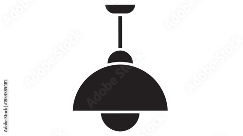 Pendant light fixture with a black bell-shaped shade and frosted glass diffuser, simple modern ceiling lamp.