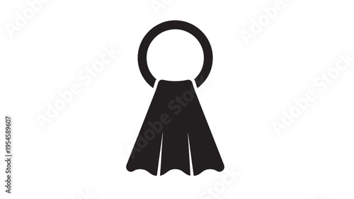 Towel hanging on a ring with a wavy bottom edge, a simple black icon. featuring clean, cloth, absorbent with kitchen and bathroom elements for beach,