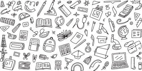 Medicine and STEM school tools pattern with syringes and charts