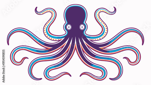 Pixel art octopus with tentacles spread wide, stylized marine animal graphic, video game