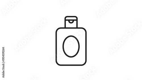 Bottle with flip-top cap, simple outline icon representing liquid container for cosmetic or hygiene products.