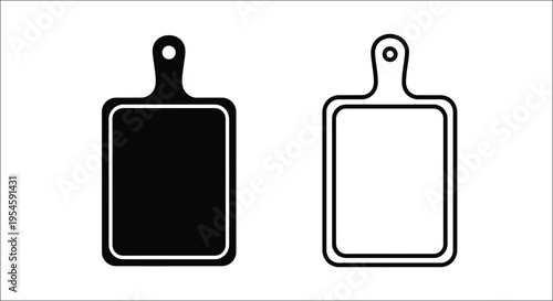 Two cutting boards one solid black one outlined in white