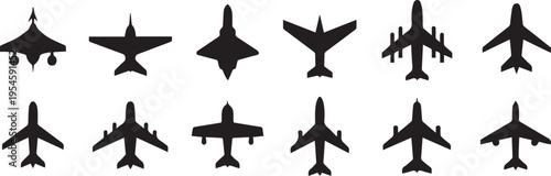 Aircraft silhouettes top view collection