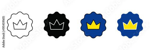 crown quality badges. premium quality crown badge icon set for rewards programs and luxury branding
