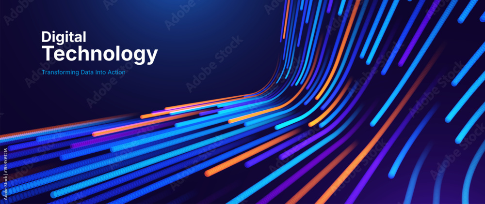 Naklejka premium Futuristic Abstract Background Featuring Streamlined Data Channels and Artificial Intelligence Integration in a Tech-Inspired Composition. Digital Business Transformation Vector Background.