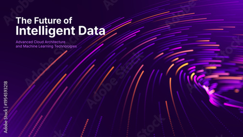 Neural Network Data Flow With Purple Fibers. High-Speed Digital Internet Lines Visualizing AI Processing Power Against Glowing Tech Backdrop.