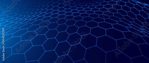 Modern Hexagonal Nano Pattern. Atomic-Scale Technology Background. Honeycomb Lattice Material Design. Vector Illustration. Futuristic Scientific Texture.