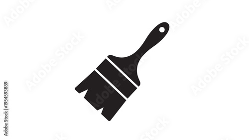 Paintbrush icon with a black handle and bristles, representing art and DIY. featuring painting, tool, craft with design and graphic elements for