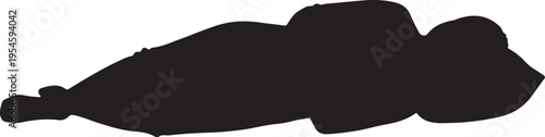 Silhouette of a person lying down on white background