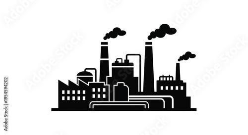 Industrial factory complex with multiple smokestacks a bold silhouette