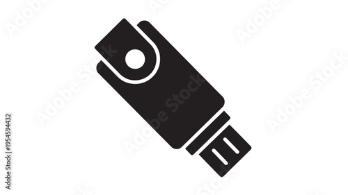 Flash drive icon with swivel cap and USB connector, isolated on white background, representing digital storage and data transfer technology.