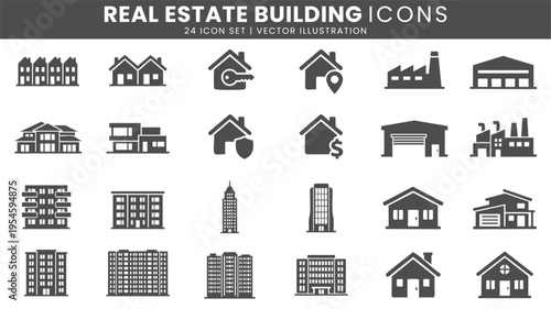 Real estate building icons vector set