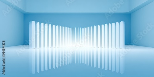 Abstract Architectural Interior With Rows of Vertical Light Pillars and