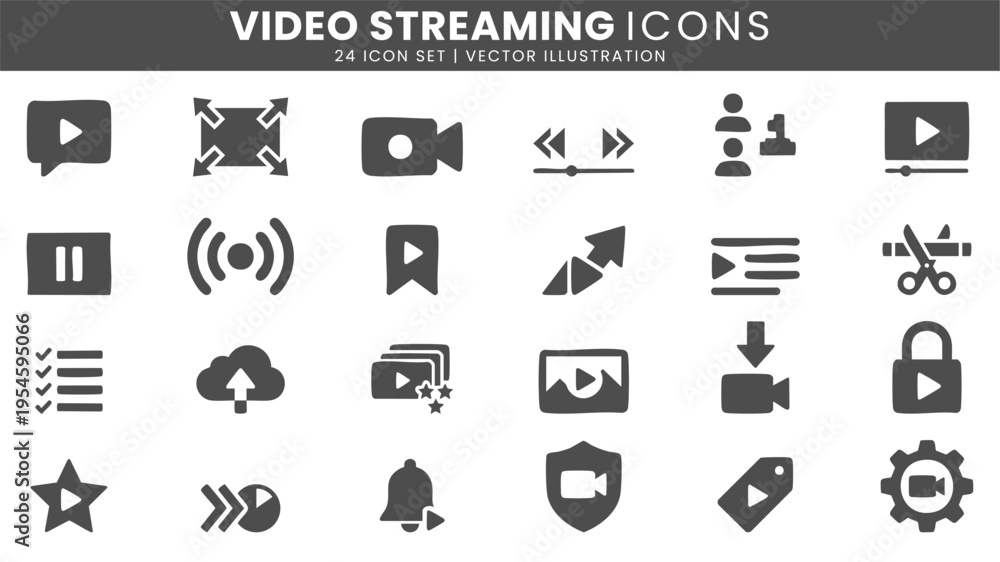 Obraz premium Video streaming media player icons vector set