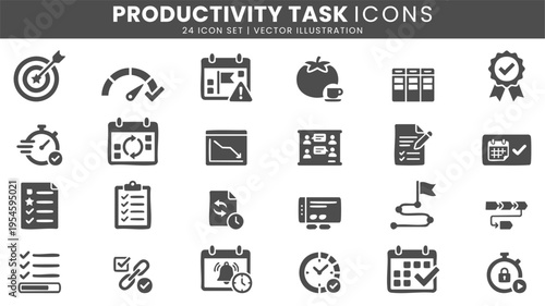 Productivity task management icons vector set