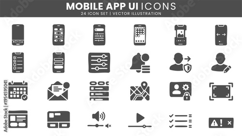 Mobile app user interface icons vector set