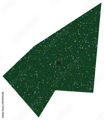 Circuit board map vector illustration of Brunei – Digital PCB Territory, Transparent Background, Technology, Communication