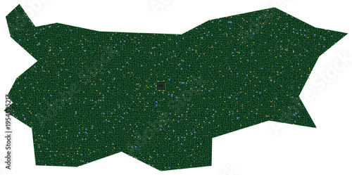 Circuit board map vector illustration of Bulgaria – Digital PCB Territory, Transparent Background, Technology, Communication