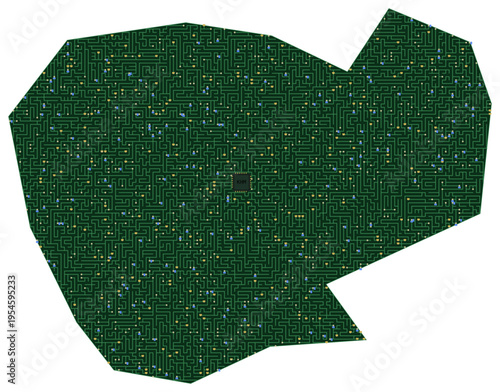 Circuit board map vector illustration of Cambodia – Digital PCB Territory, Transparent Background, Technology, Communication