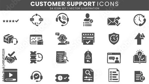 Customer support service communication icons vector set