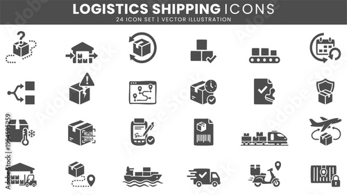 Logistics shipping delivery icons vector set