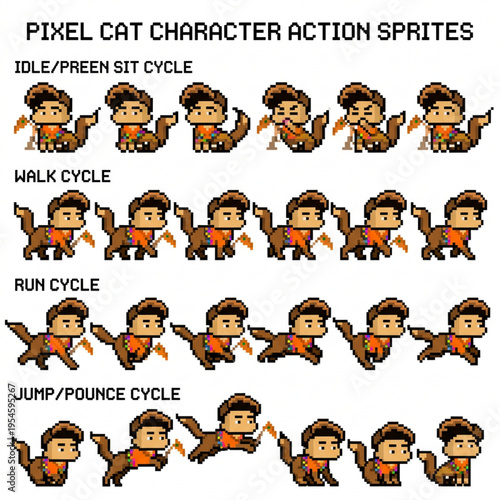 Foto This illustration includes complete animation cycles such as idle/sit, running l