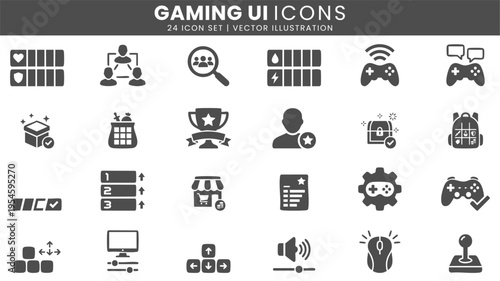 Gaming UI interface icons vector set