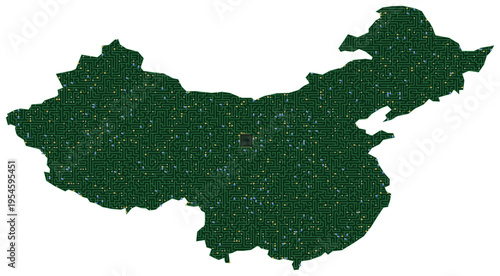 Circuit board map vector illustration of China – Digital PCB Territory, Transparent Background, Technology, Communication