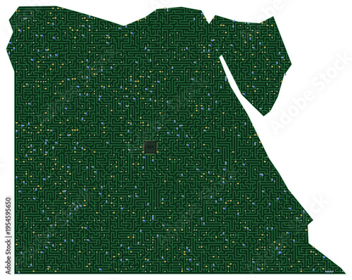 Circuit board map vector illustration of Egypt – Digital PCB Territory, Transparent Background, Technology, Communication