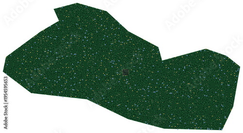 Circuit board map vector illustration of El Salvador – Digital PCB Territory, Transparent Background, Technology, Communication