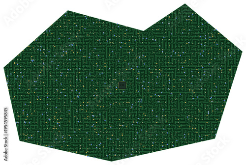 Circuit board map vector illustration of Fiji – Digital PCB Territory, Transparent Background, Technology, Communication
