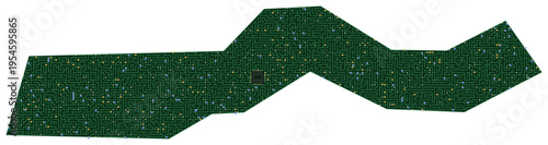 Circuit board map vector illustration of Gambia – Digital PCB Territory, Transparent Background, Technology, Communication