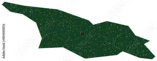 Circuit board map vector illustration of Georgia – Digital PCB Territory, Transparent Background, Technology, Communication