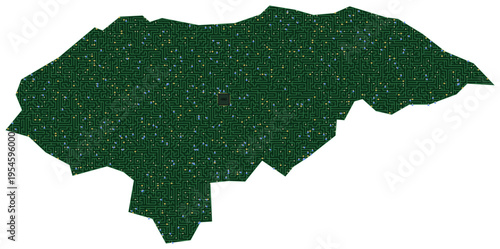 Circuit board map vector illustration of Honduras – Digital PCB Territory, Transparent Background, Technology, Communication