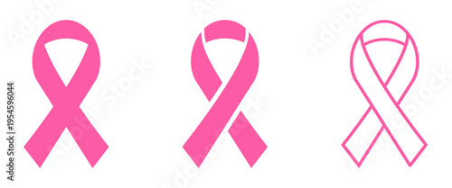 Pink awareness ribbon icons