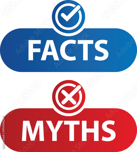 Myths facts sign vector banner on white background