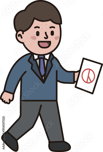 Man heading to polling station holding ballot
