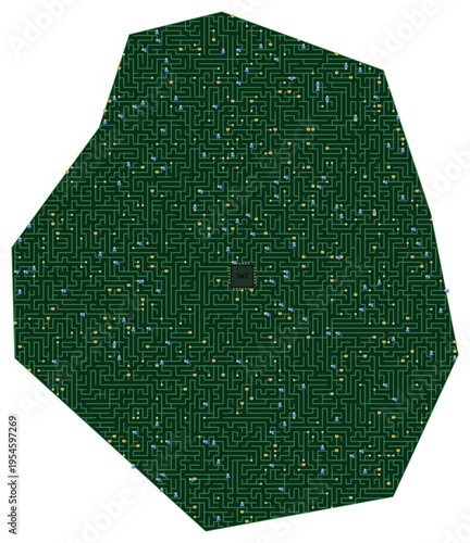 Circuit board map vector illustration of Swaziland – Digital PCB Territory, Transparent Background, Technology, Communication