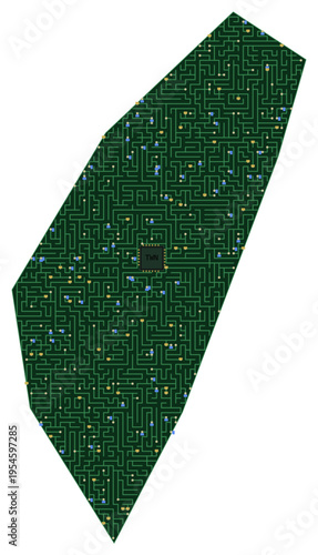 Circuit board map vector illustration of Taiwan – Digital PCB Territory, Transparent Background, Technology, Communication