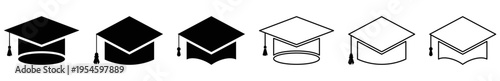 Graduation cap icons set