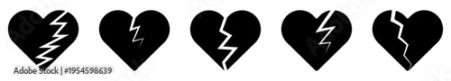Broken heart icon set
