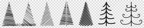 Christmas tree hand drawning icons