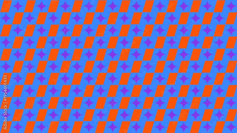 Fototapeta premium Abstract Retro Pattern with Geometric Shapes in Orange and Blue vector background