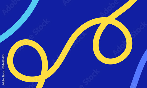 Abstract Yellow Swirl on Blue Background.