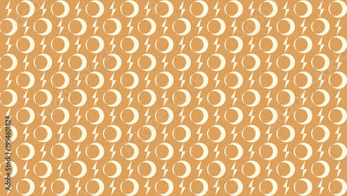 Energy Circle and Lightning Pattern on Light Orange vector background